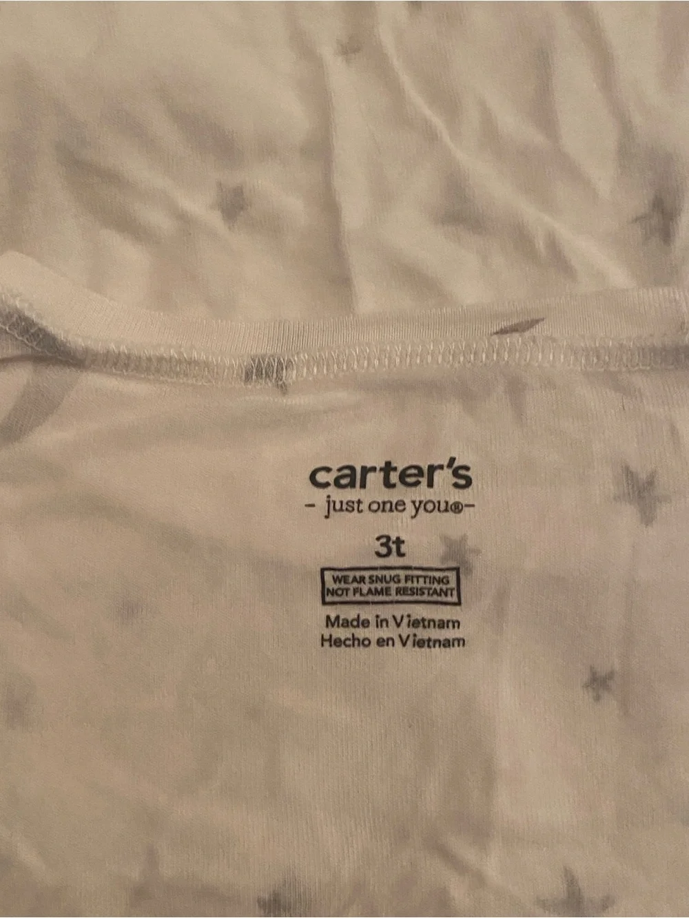 Carter's White Moon & Star Short Sleeve Pajama Set 3T Unisex, EUC